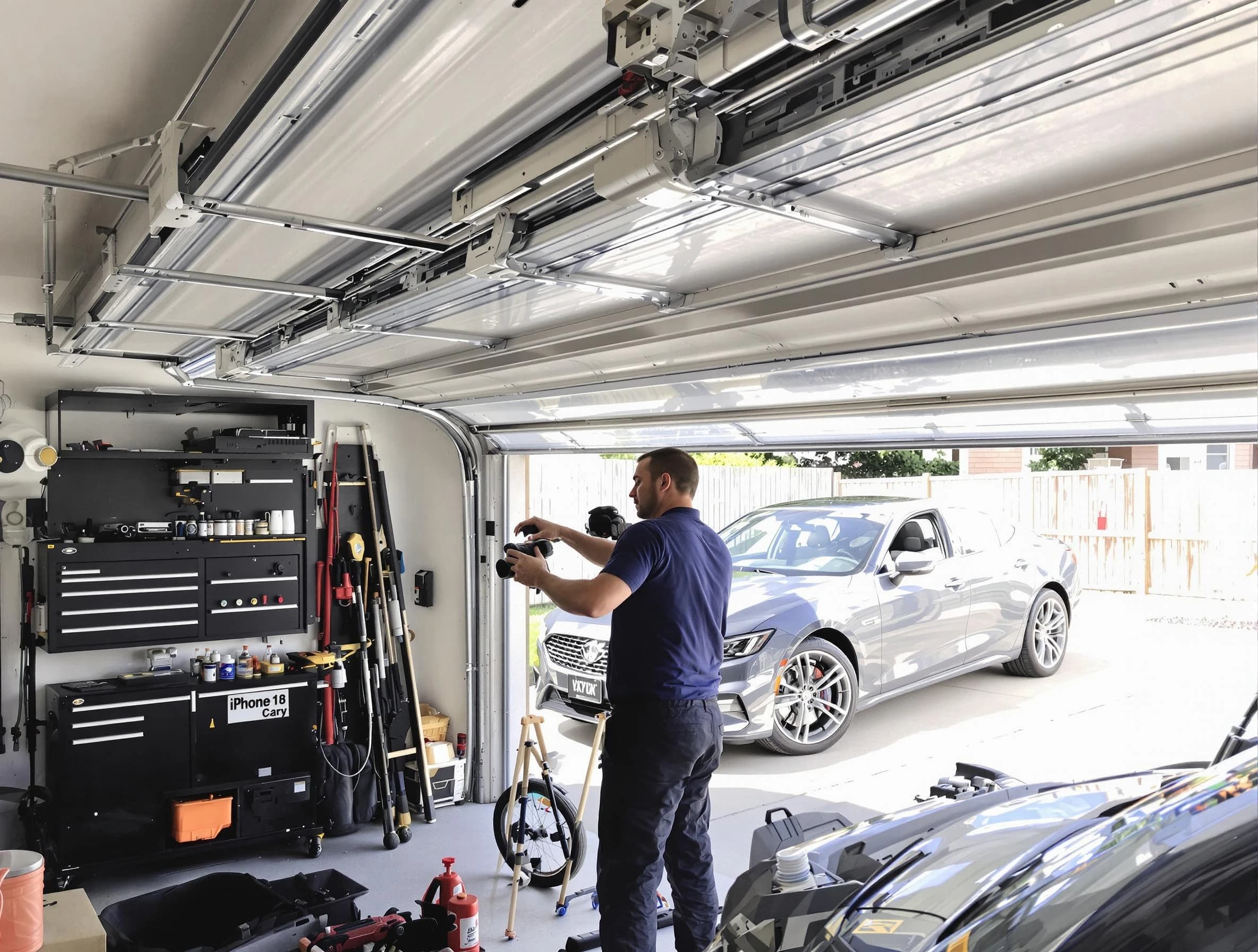 Highland Springs Garage Door Repair technician fixing noisy garage door in Highland Springs