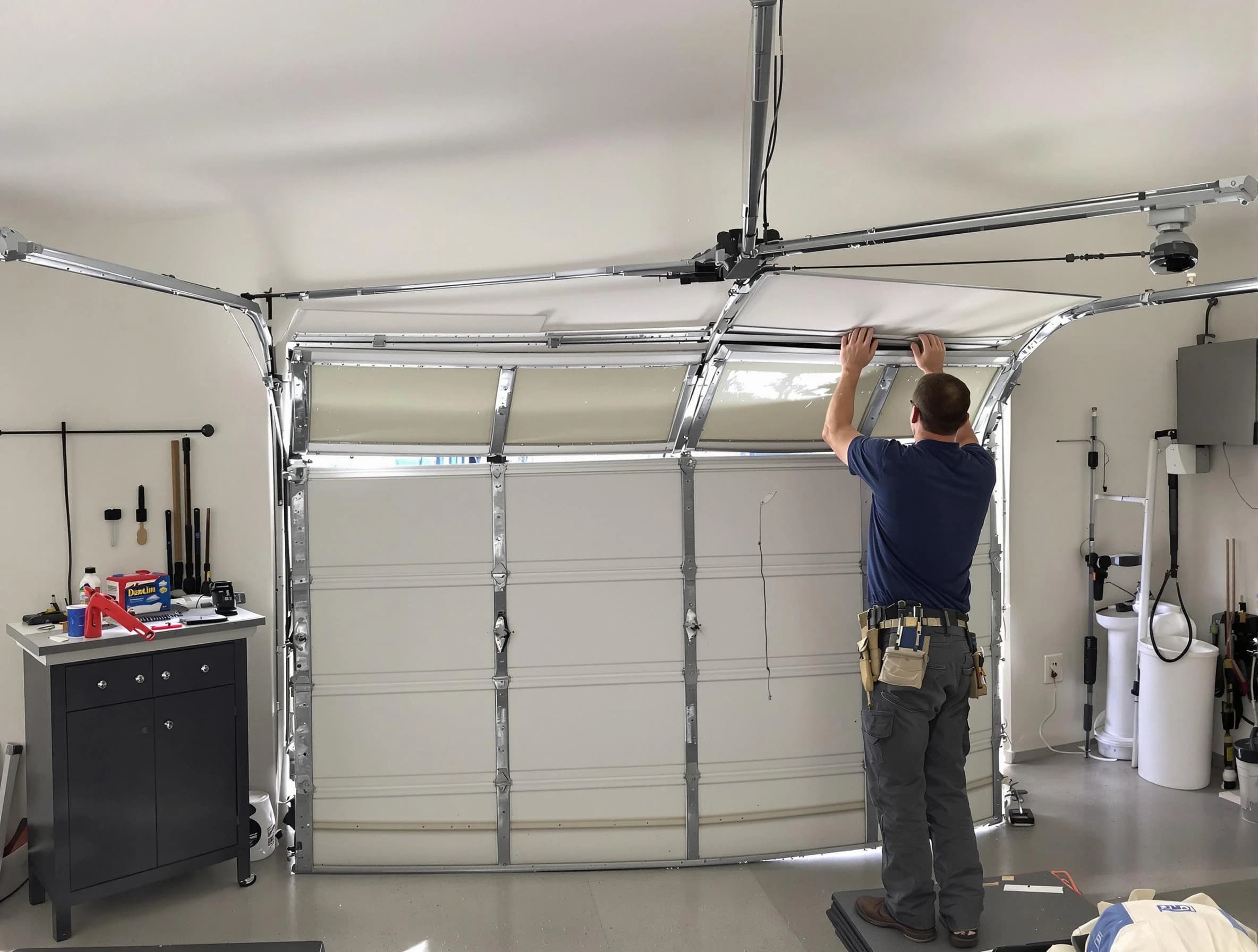 Highland Springs Garage Door Repair specialist performing precise section replacement on Highland Springs garage door
