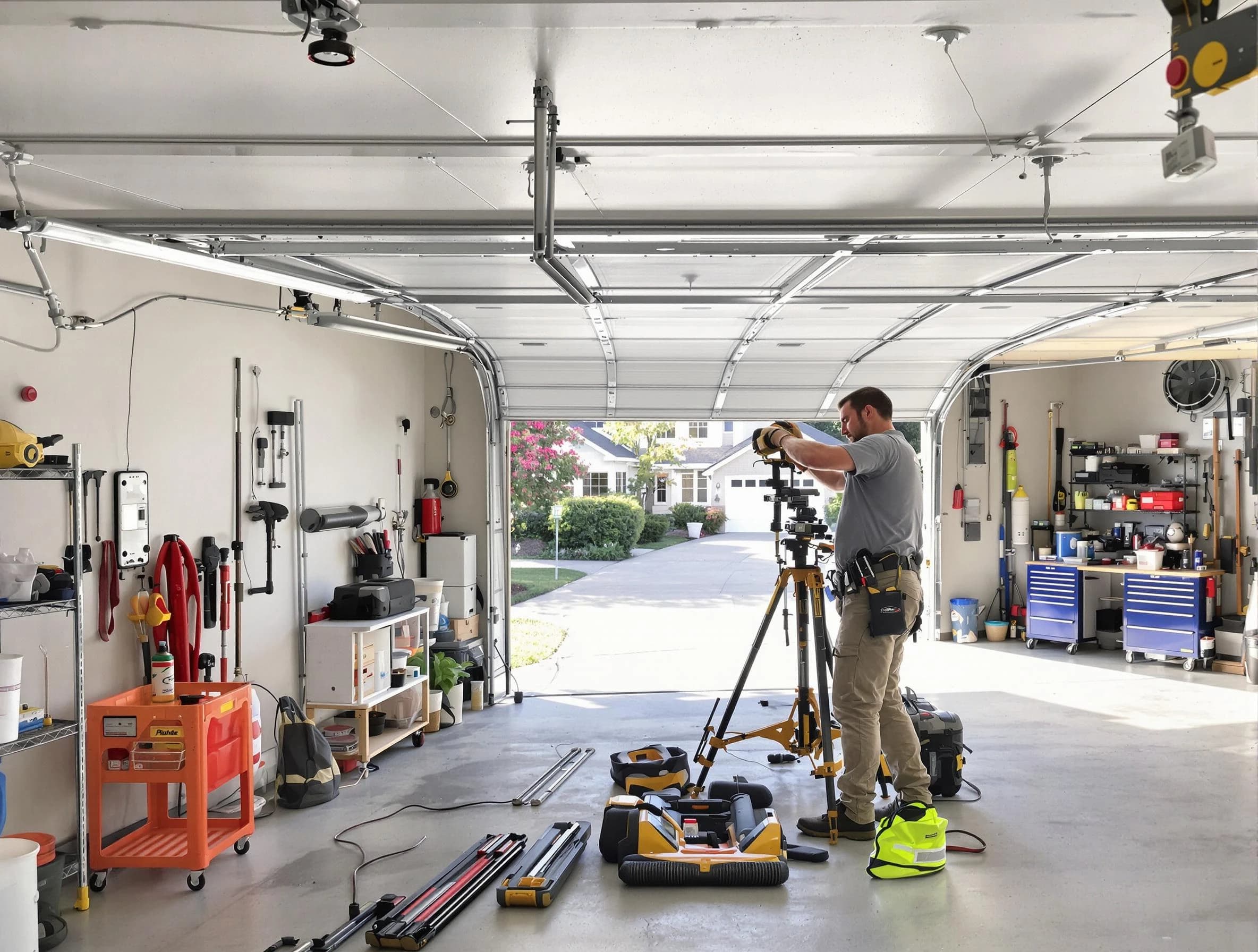 Highland Springs Garage Door Repair specialist performing laser-guided track alignment in Highland Springs
