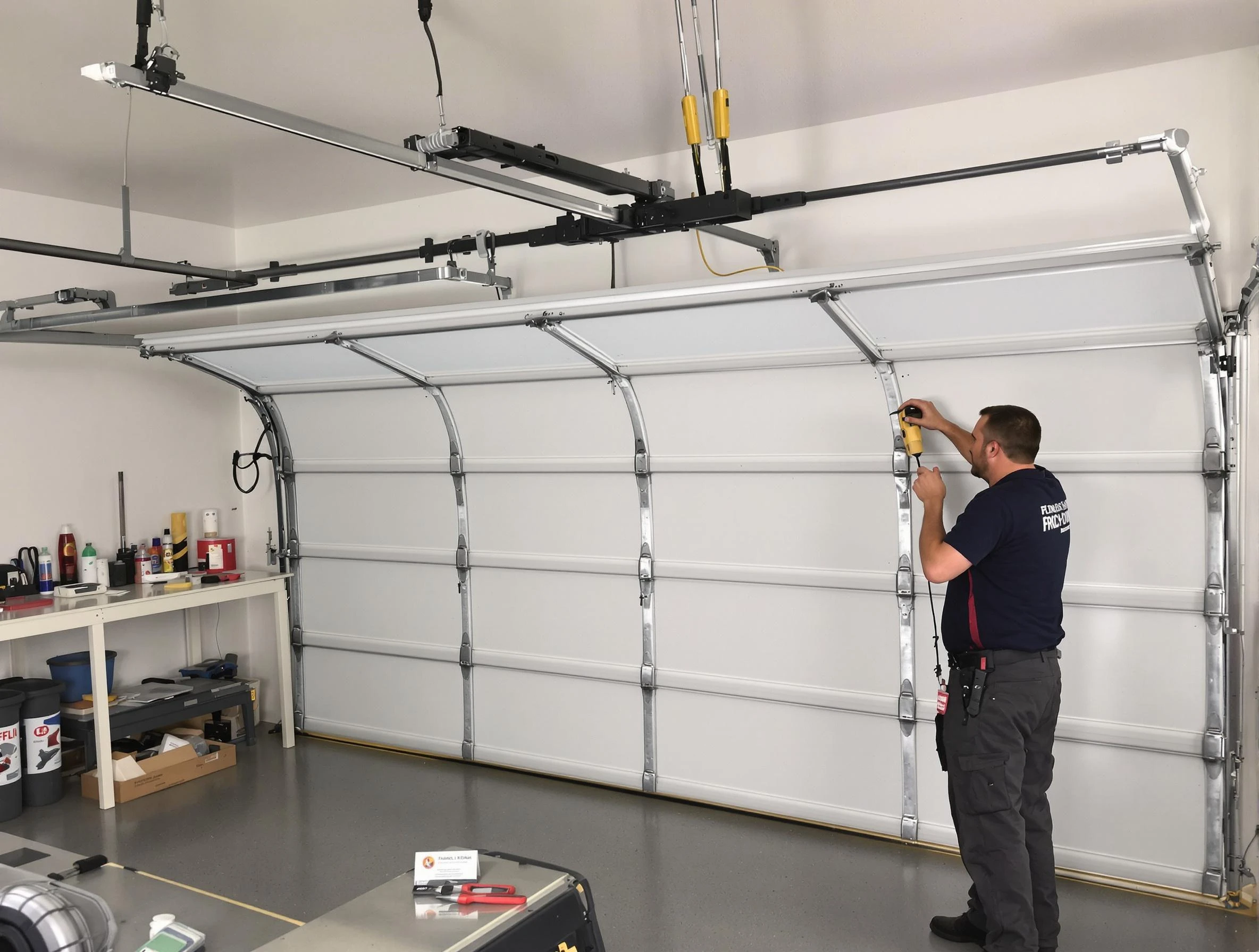 Highland Springs Garage Door Repair certified technician performing overhead door system repair in Highland Springs